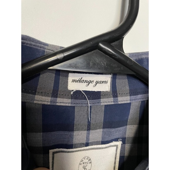 Todd Snyder Shirt Mens 15.5 Blue Gray Plaid Long Sleeve Button Up Melange Yarn - Picture 4 of 9